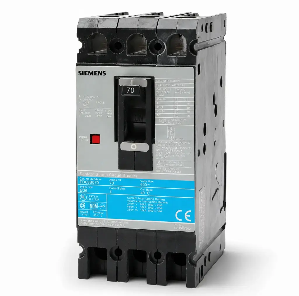 SIEMENS/EP BREAKER ED6 MX 3P 70A 600VAC 18KA (New)